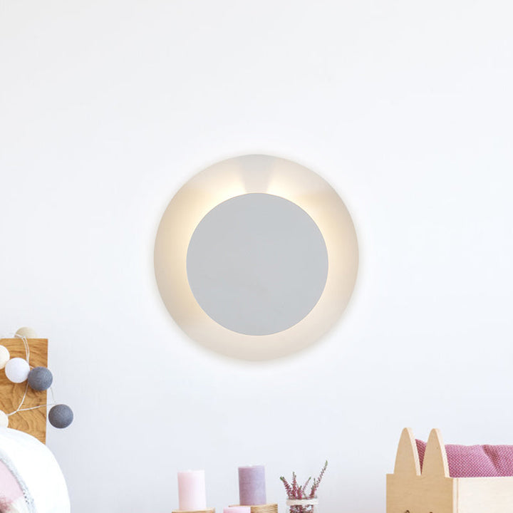 Lisslune | Metallic Disc Wall Sconces Lamp Minimalist LED White Wall Mounted Light Fixture with Adjustable Design