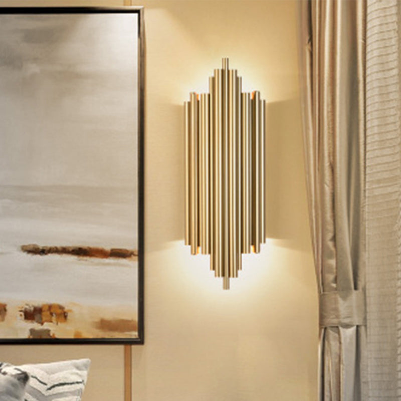 Lisslune | Gold Finish Slim Tube Wall Light Post Modern 4 Bulbs Metal Wall Lamp Light