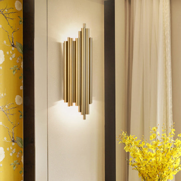 Lisslune | Gold Finish Slim Tube Wall Light Post Modern 4 Bulbs Metal Wall Lamp Light