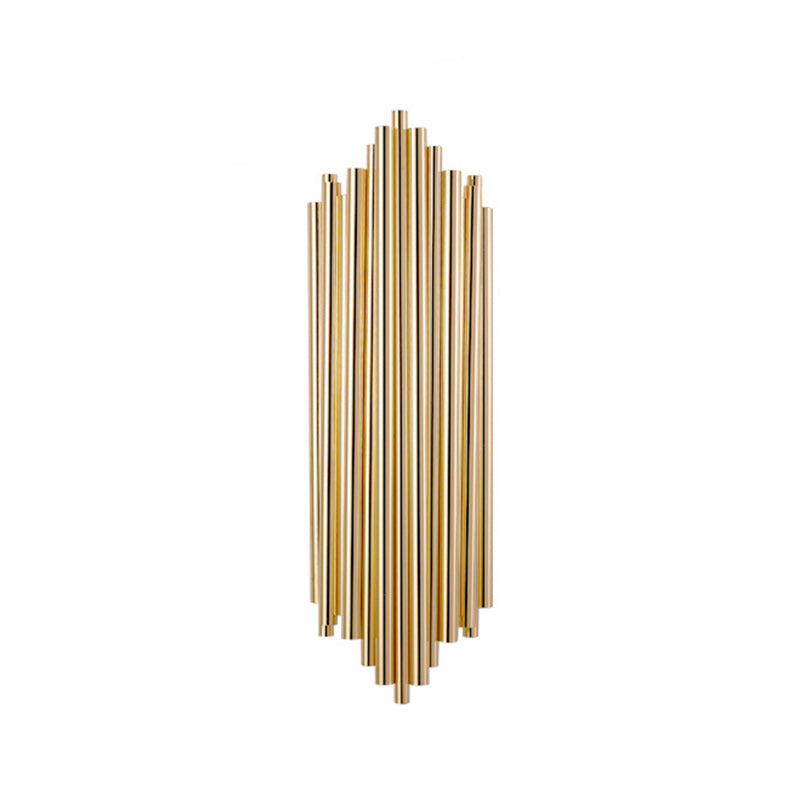 Lisslune | Gold Finish Slim Tube Wall Light Post Modern 4 Bulbs Metal Wall Lamp Light
