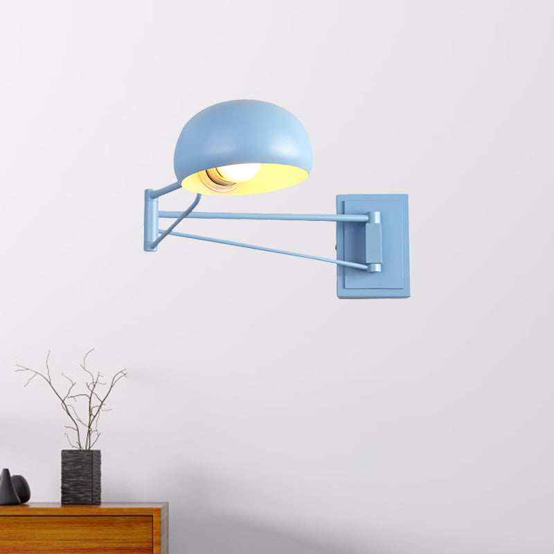 Skørter | Macaron Dome Wall Lamp Attachment Iron 1 Lamp Study Room Wall Mounted Lamp in Yellow/Blue/Green with Swingarm