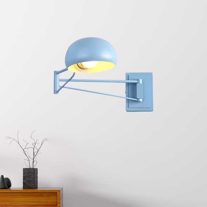 Skørter | Macaron Dome Wall Lamp Attachment Iron 1 Lamp Study Room Wall Mounted Lamp in Yellow/Blue/Green with Swingarm