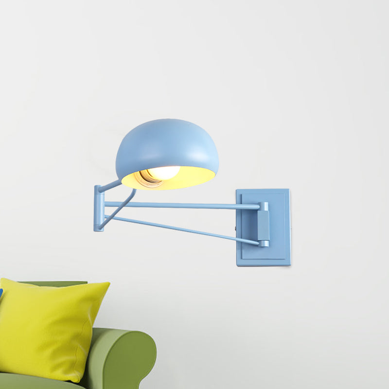 Skørter | Macaron Dome Wall Lamp Attachment Iron 1 Lamp Study Room Wall Mounted Lamp in Yellow/Blue/Green with Swingarm