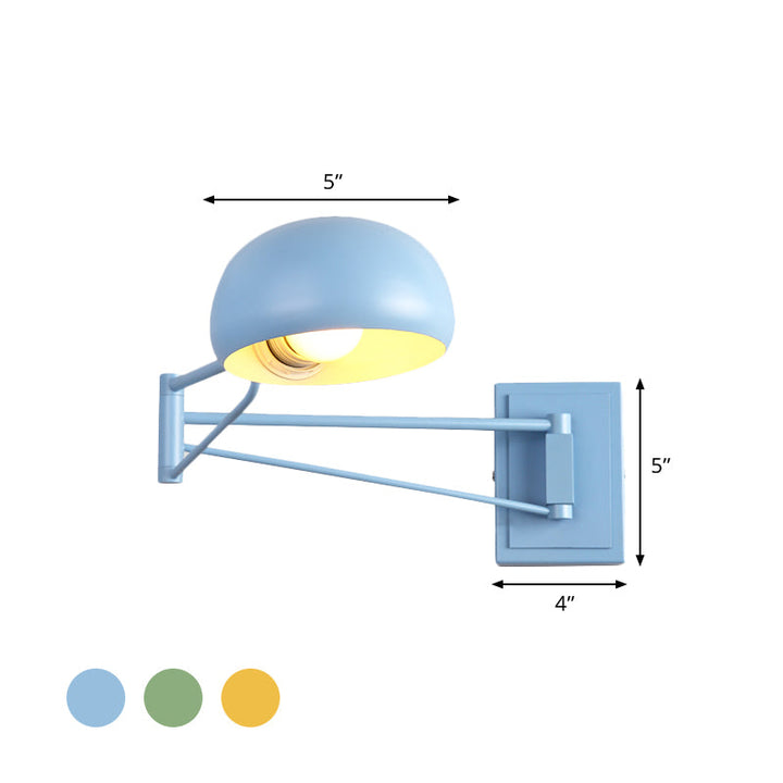 Skørter | Macaron Dome Wall Lamp Attachment Iron 1 Lamp Study Room Wall Mounted Lamp in Yellow/Blue/Green with Swingarm