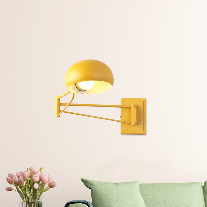 Skørter | Macaron Dome Wall Lamp Attachment Iron 1 Lamp Study Room Wall Mounted Lamp in Yellow/Blue/Green with Swingarm