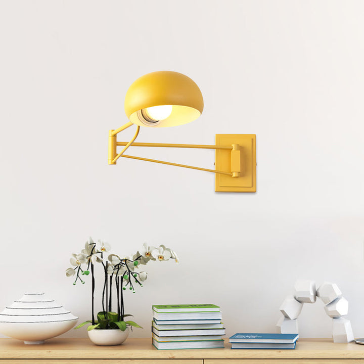 Skørter | Macaron Dome Wall Lamp Attachment Iron 1 Lamp Study Room Wall Mounted Lamp in Yellow/Blue/Green with Swingarm