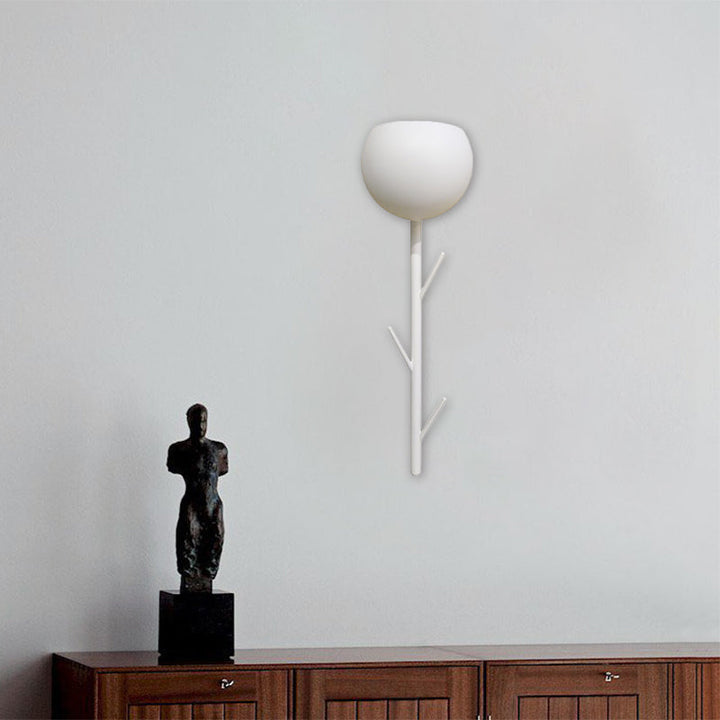 Lisslune | Modern Arched Surface Wall Light Iron LED Nightstand Wall Mount Light in White with Branch Design