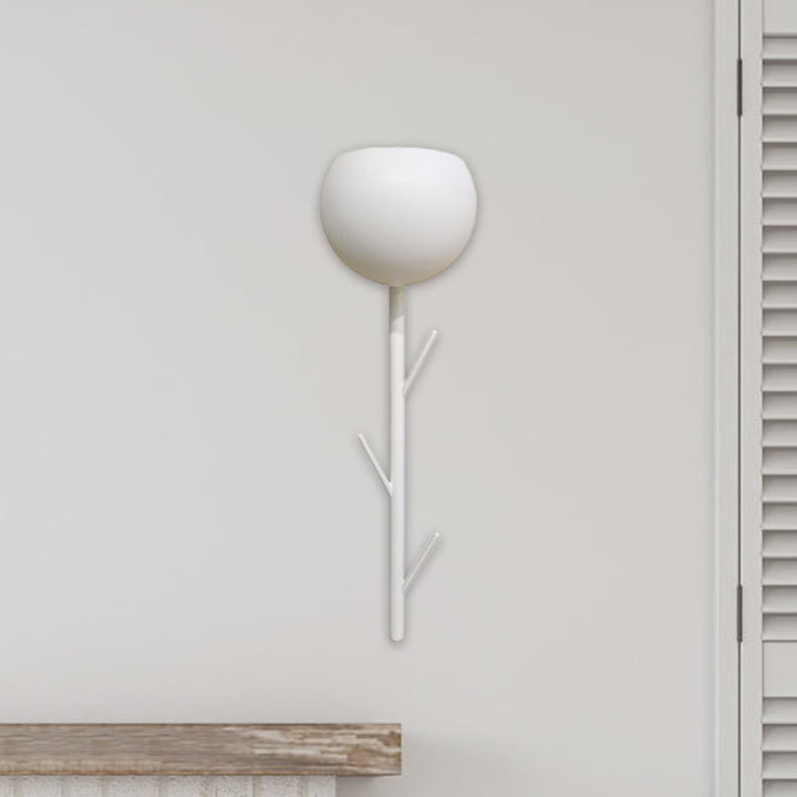 Lisslune | Modern Arched Surface Wall Light Iron LED Nightstand Wall Mount Light in White with Branch Design