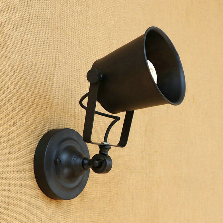 Lisslune | Antique Style Bucket Wall Lamp Sconces 1 Light Iron Adjustable Wall Mounted Light in Black/Grey for Outdoor