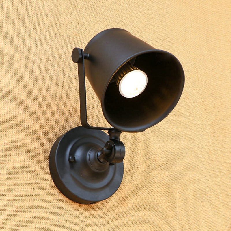 Lisslune | Antique Style Bucket Wall Lamp Sconces 1 Light Iron Adjustable Wall Mounted Light in Black/Grey for Outdoor