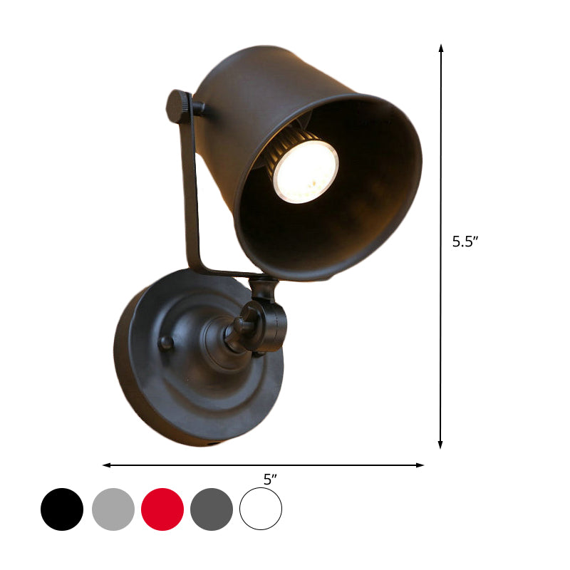 Lisslune | Antique Style Bucket Wall Lamp Sconces 1 Light Iron Adjustable Wall Mounted Light in Black/Grey for Outdoor