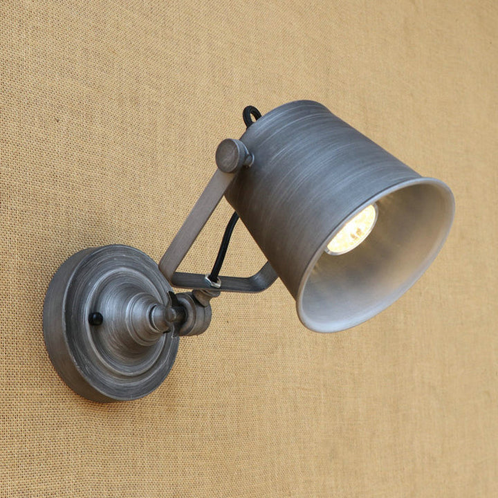 Lisslune | Antique Style Bucket Wall Lamp Sconces 1 Light Iron Adjustable Wall Mounted Light in Black/Grey for Outdoor