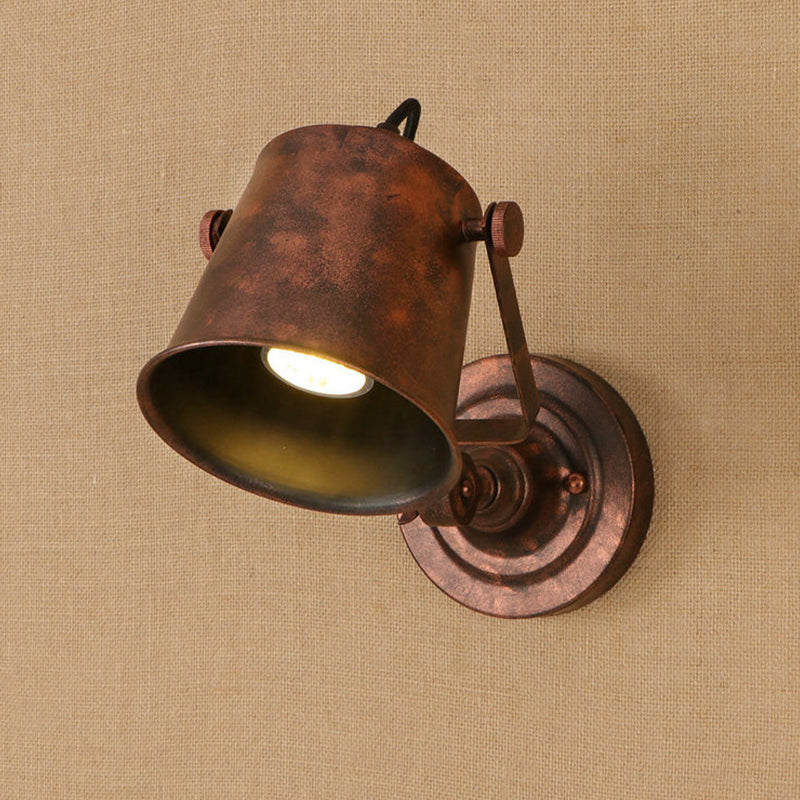 Lisslune | Antique Style Bucket Wall Lamp Sconces 1 Light Iron Adjustable Wall Mounted Light in Black/Grey for Outdoor