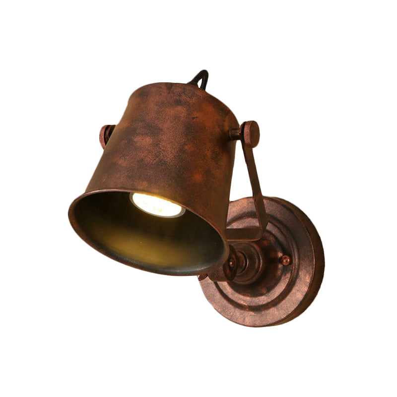 Lisslune | Antique Style Bucket Wall Lamp Sconces 1 Light Iron Adjustable Wall Mounted Light in Black/Grey for Outdoor