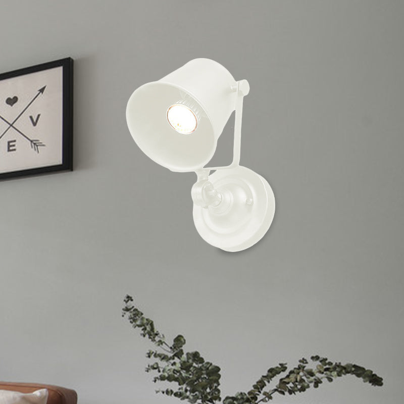 Lisslune | Antique Style Bucket Wall Lamp Sconces 1 Light Iron Adjustable Wall Mounted Light in Black/Grey for Outdoor