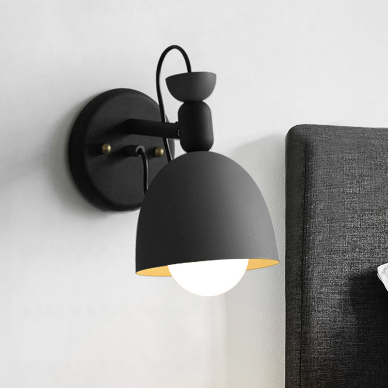 Lisslune | 1 Light Wall Lamp Nordic Style Dome Shade Metal Wall Lamp in Black/White for Bedroom
