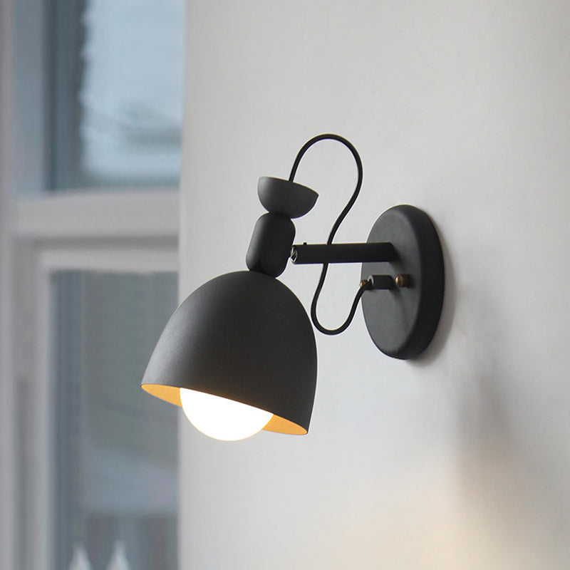 Lisslune | 1 Light Wall Lamp Nordic Style Dome Shade Metal Wall Lamp in Black/White for Bedroom