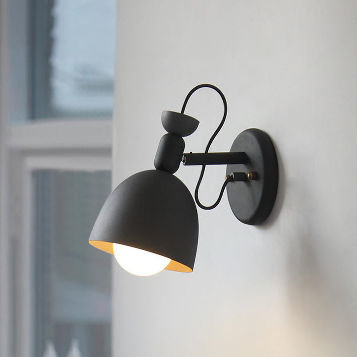 Lisslune | 1 Light Wall Lamp Nordic Style Dome Shade Metal Wall Lamp in Black/White for Bedroom