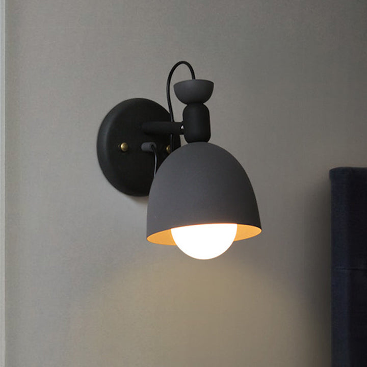 Lisslune | 1 Light Wall Lamp Nordic Style Dome Shade Metal Wall Lamp in Black/White for Bedroom