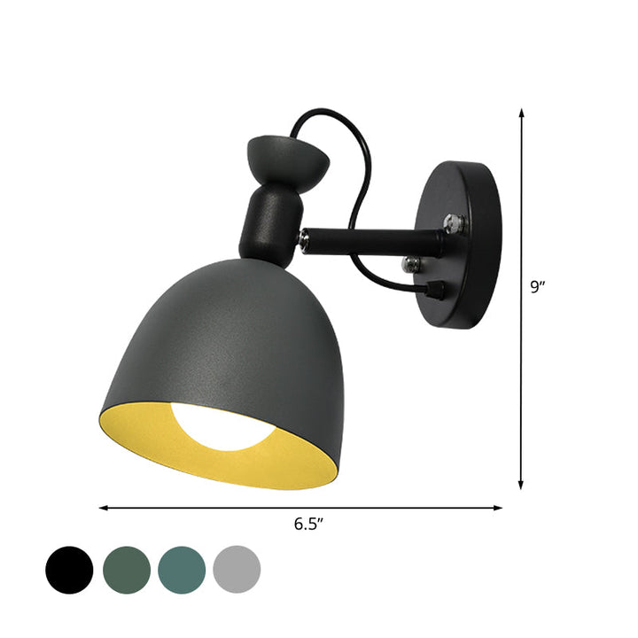 Lisslune | 1 Light Wall Lamp Nordic Style Dome Shade Metal Wall Lamp in Black/White for Bedroom