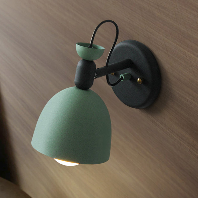 Lisslune | 1 Light Wall Lamp Nordic Style Dome Shade Metal Wall Lamp in Black/White for Bedroom