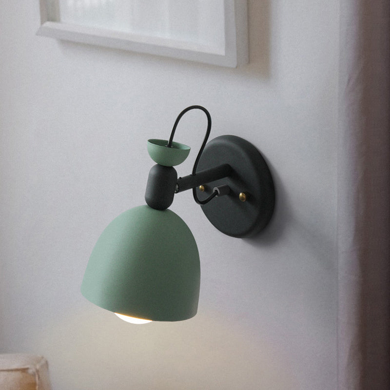Lisslune | 1 Light Wall Lamp Nordic Style Dome Shade Metal Wall Lamp in Black/White for Bedroom