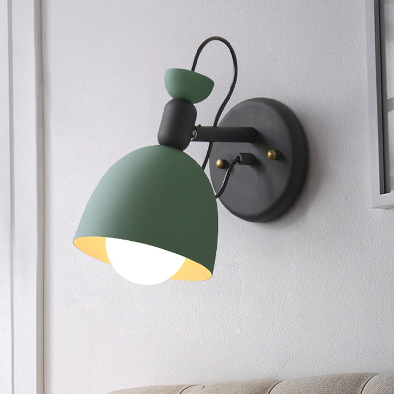 Lisslune | 1 Light Wall Lamp Nordic Style Dome Shade Metal Wall Lamp in Black/White for Bedroom