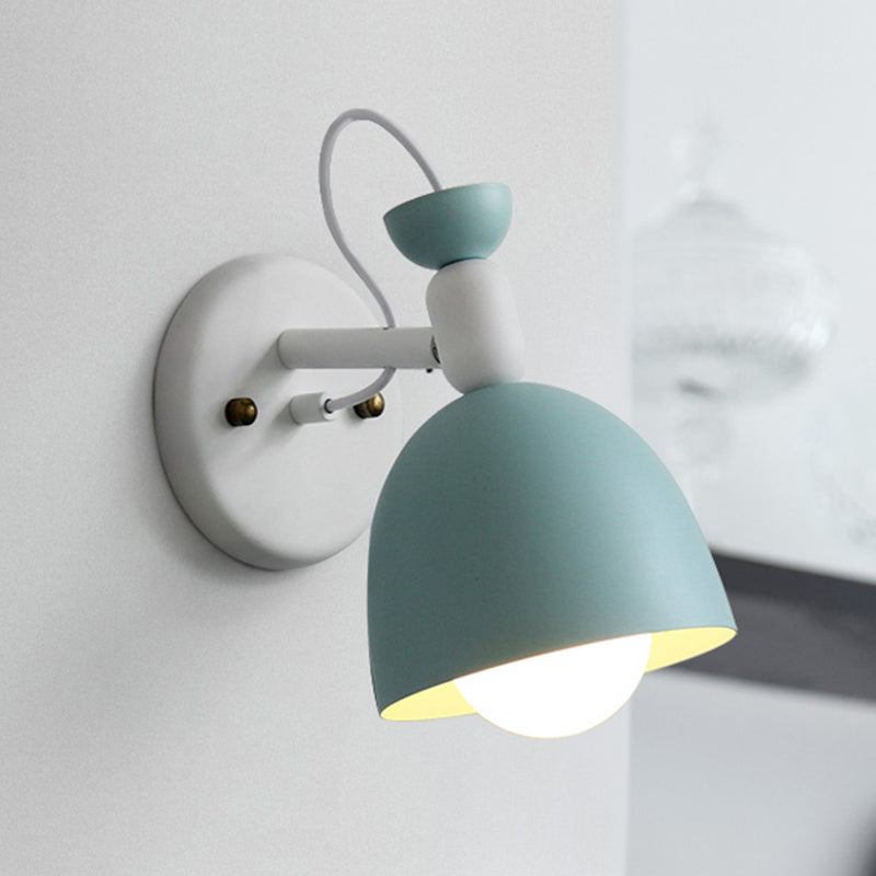 Lisslune | 1 Light Wall Lamp Nordic Style Dome Shade Metal Wall Lamp in Black/White for Bedroom