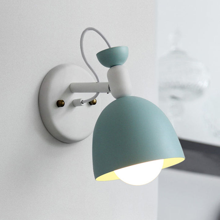 Lisslune | 1 Light Wall Lamp Nordic Style Dome Shade Metal Wall Lamp in Black/White for Bedroom