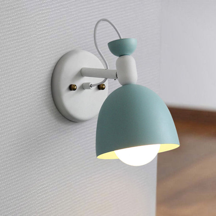 Lisslune | 1 Light Wall Lamp Nordic Style Dome Shade Metal Wall Lamp in Black/White for Bedroom
