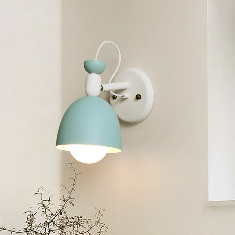 Lisslune | 1 Light Wall Lamp Nordic Style Dome Shade Metal Wall Lamp in Black/White for Bedroom