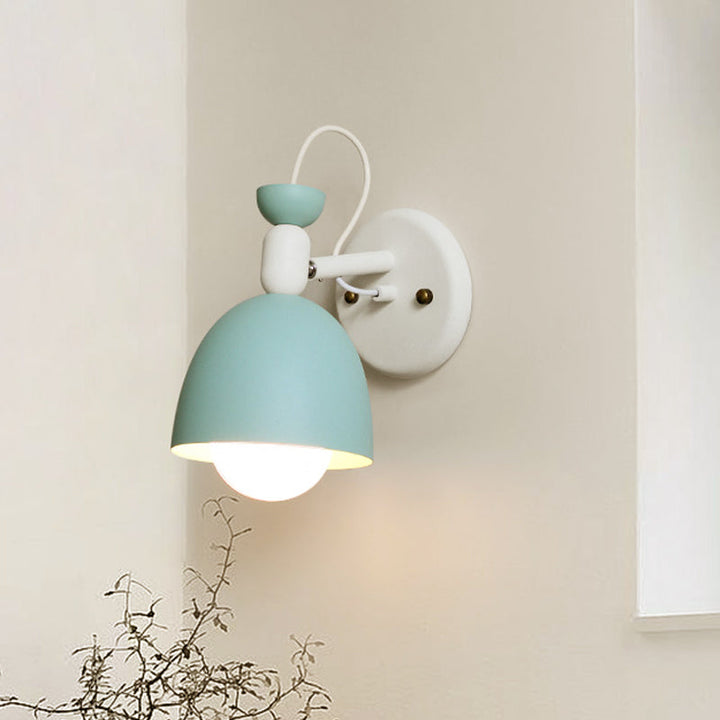 Lisslune | 1 Light Wall Lamp Nordic Style Dome Shade Metal Wall Lamp in Black/White for Bedroom