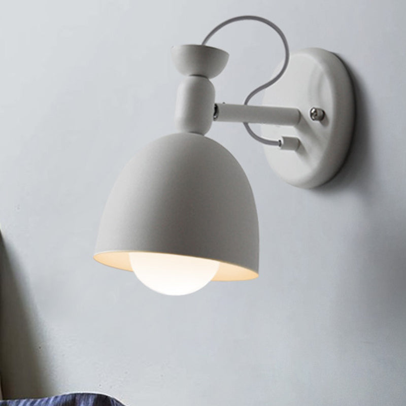 Lisslune | 1 Light Wall Lamp Nordic Style Dome Shade Metal Wall Lamp in Black/White for Bedroom