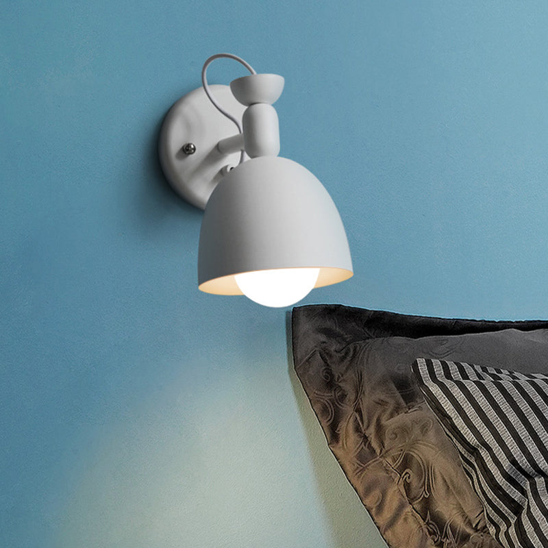 Lisslune | 1 Light Wall Lamp Nordic Style Dome Shade Metal Wall Lamp in Black/White for Bedroom