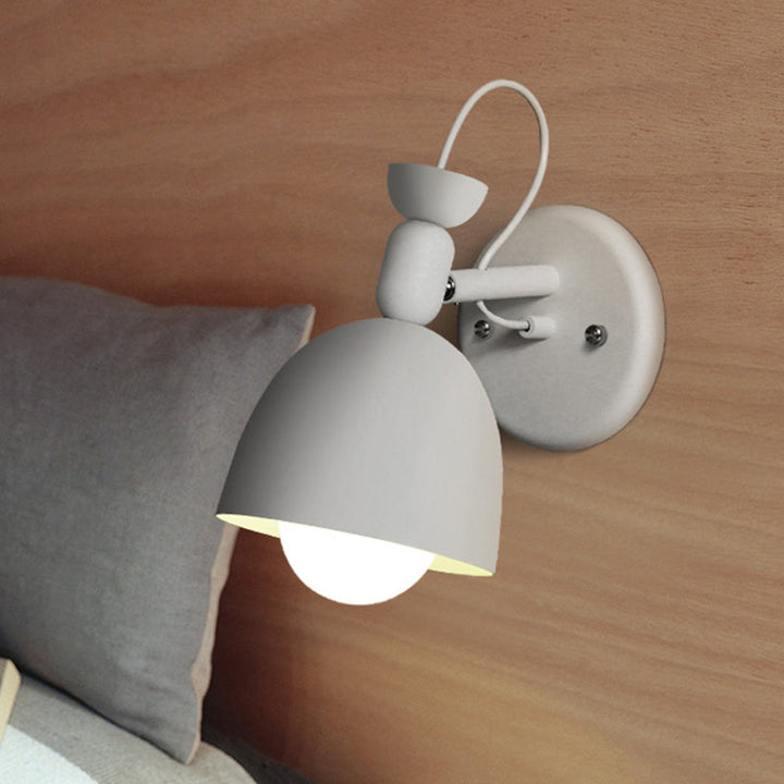 Lisslune | 1 Light Wall Lamp Nordic Style Dome Shade Metal Wall Lamp in Black/White for Bedroom