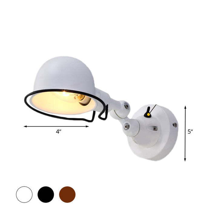 Lisslune | Rust/White Dome Wall Lamp Sconces Retro Style 1 Light Dining Room Adjustable Wall Lighting with Ring