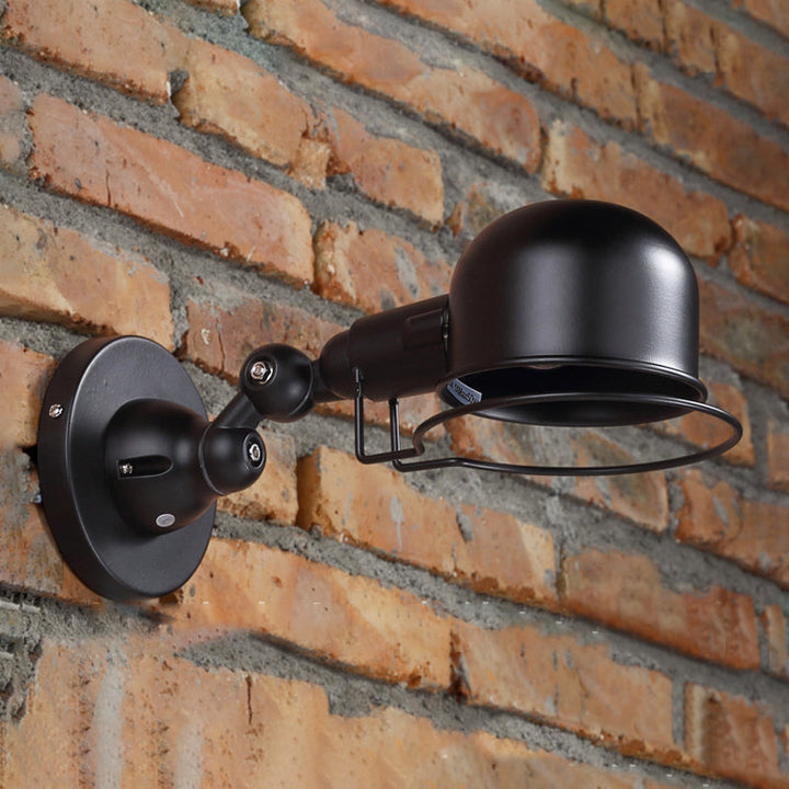 Lisslune | Rust/White Dome Wall Lamp Sconces Retro Style 1 Light Dining Room Adjustable Wall Lighting with Ring