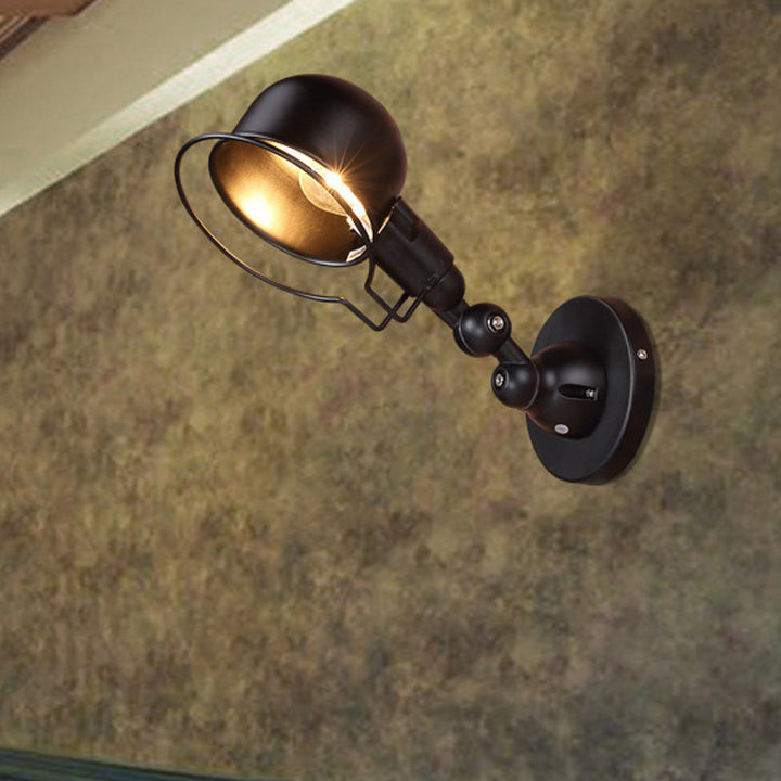 Lisslune | Rust/White Dome Wall Lamp Sconces Retro Style 1 Light Dining Room Adjustable Wall Lighting with Ring