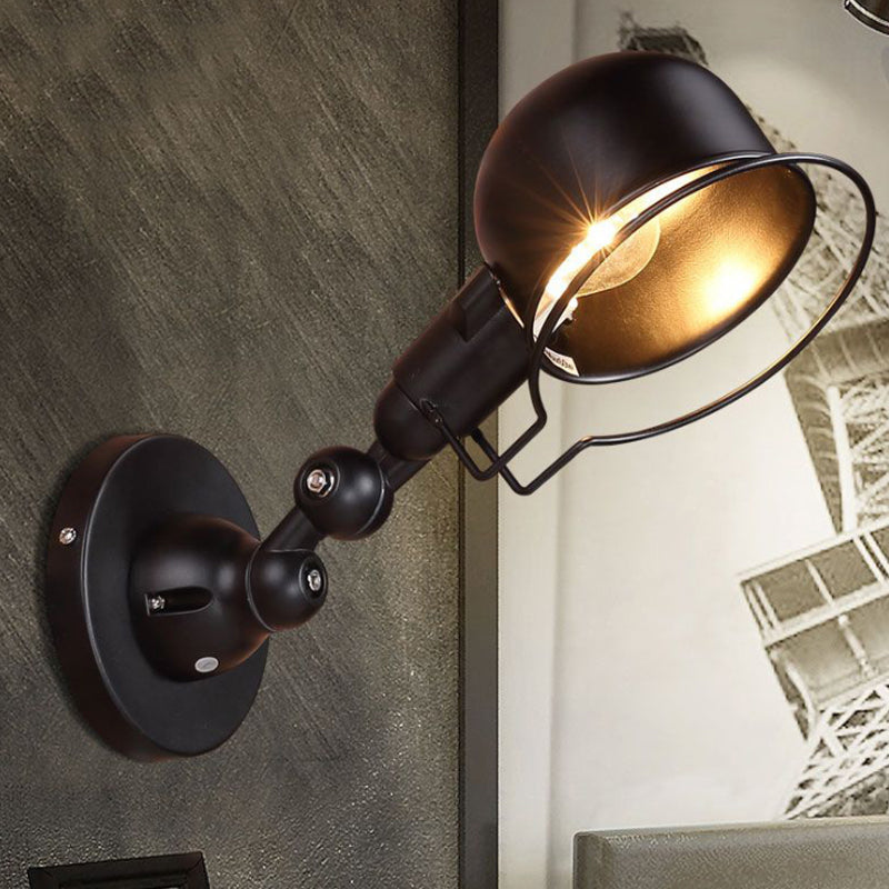 Lisslune | Rust/White Dome Wall Lamp Sconces Retro Style 1 Light Dining Room Adjustable Wall Lighting with Ring