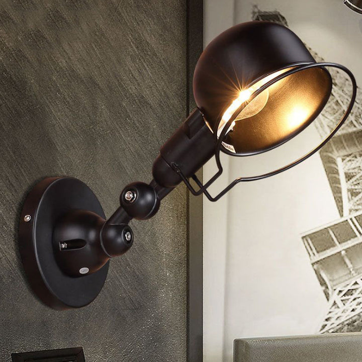 Lisslune | Rust/White Dome Wall Lamp Sconces Retro Style 1 Light Dining Room Adjustable Wall Lighting with Ring