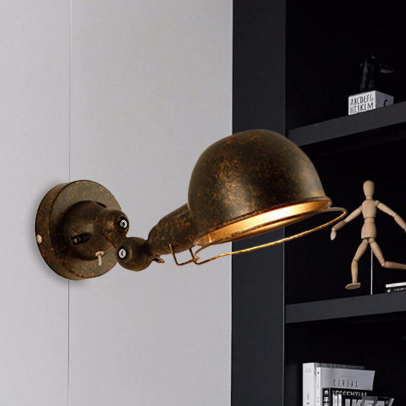 Lisslune | Rust/White Dome Wall Lamp Sconces Retro Style 1 Light Dining Room Adjustable Wall Lighting with Ring
