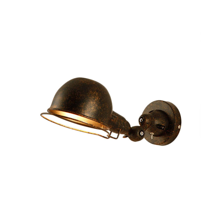 Lisslune | Rust/White Dome Wall Lamp Sconces Retro Style 1 Light Dining Room Adjustable Wall Lighting with Ring