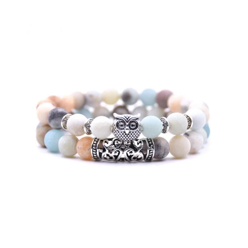 Lisslune | Owl Charm Natural Stone Bracelet