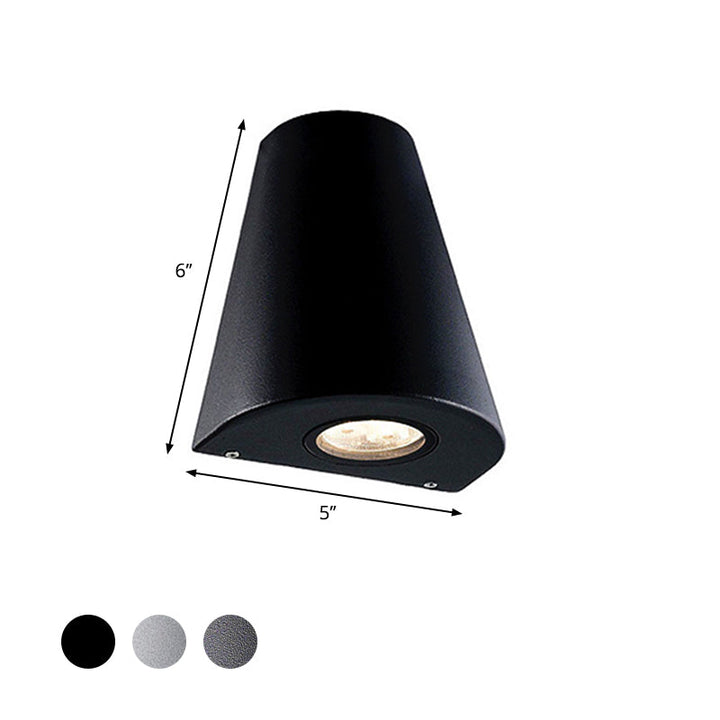 Lisslune | Modernist LED Wall Sconce Lamp with Aluminum Shade Black/Grey Conical Sconce Lighting for Porch, Warm/White Lighting
