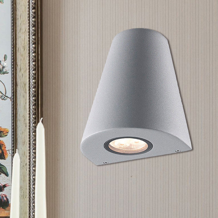 Lisslune | Modernist LED Wall Sconce Lamp with Aluminum Shade Black/Grey Conical Sconce Lighting for Porch, Warm/White Lighting