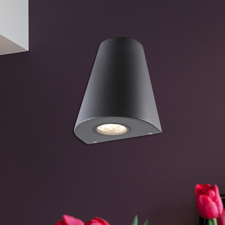 Lisslune | Modernist LED Wall Sconce Lamp with Aluminum Shade Black/Grey Conical Sconce Lighting for Porch, Warm/White Lighting