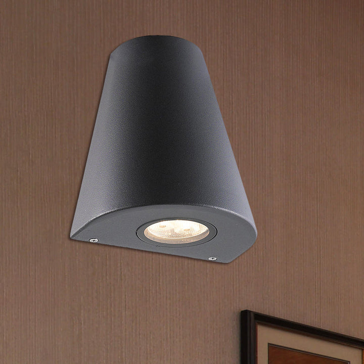 Lisslune | Modernist LED Wall Sconce Lamp with Aluminum Shade Black/Grey Conical Sconce Lighting for Porch, Warm/White Lighting