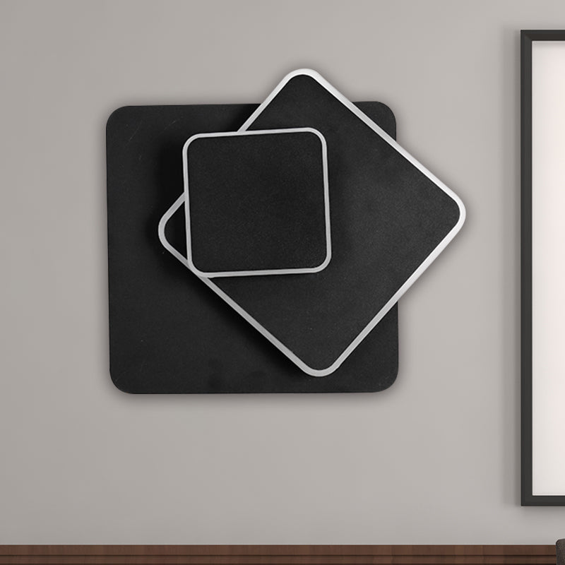 Lisslune | Rotatable round/square wall lamp simple style metal warm/white light LED black wall lamp for bedside table