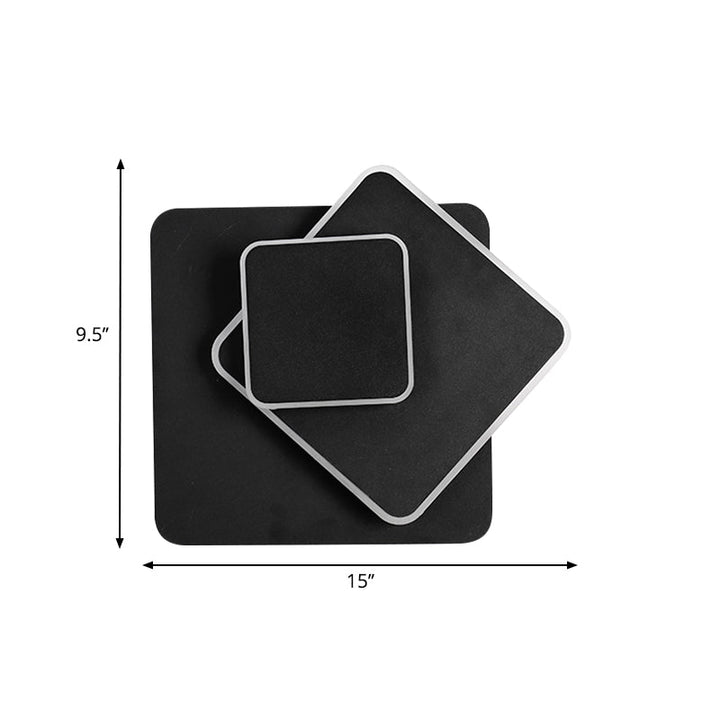 Lisslune | Rotatable round/square wall lamp simple style metal warm/white light LED black wall lamp for bedside table