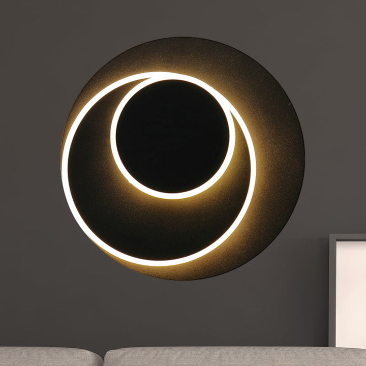 Lisslune | Rotatable round/square wall lamp simple style metal warm/white light LED black wall lamp for bedside table
